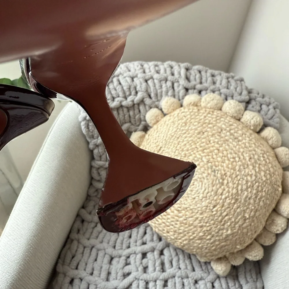 Amina Muaddi Burgundy Heels - Picture 12 of 12